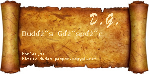 Dudás Gáspár névjegykártya
